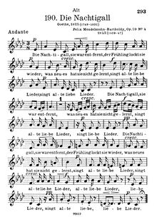 Partition Alto, 6 chansons im Freien zu singen, Op.59, Mendelssohn, Felix