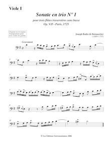 Partition viole de basse 1, 6 Trio sonates, Sonates en trio pour trois flûtes traversières sans basse par Joseph Bodin de Boismortier