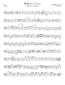 Partition viole de basse, basse clef,  No.7 pour 2 violes de gambe et orgue
