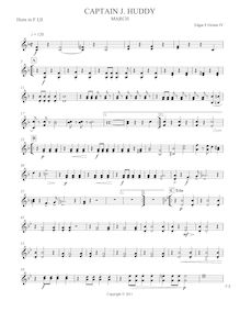 Partition cor (F), Captain J. Huddy March, B♭ major, Girtain IV, Edgar