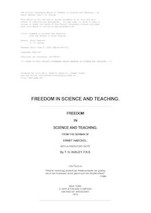 Freie wissenschaft und freie lehr. English