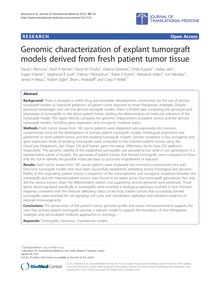Genomic characterization of explant tumorgraft models derived from fresh patient tumor tissue