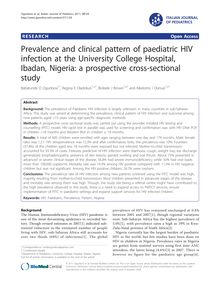 Prevalence and clinical pattern of paediatric HIV infection at the University College Hospital, Ibadan, Nigeria: a prospective cross-sectional study