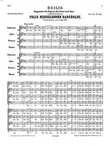 Partition complète, Heilig, WoO 27, Heilig, Doppelchor für Sopran, Alt, Tenor und Bass, WoO 27
