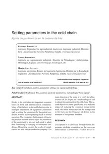 SETTING PARAMETERS IN THE COLD CHAIN(Ajuste de parámetros en la cadena de frío)
