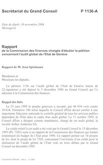 P 1136A - concernant l audit global de l Etat de Genève