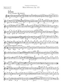Partition clarinette 1, 2 (A, C, B♭), Missa Solemnis, Op.123, D major