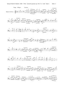 Partition Continuo, Concerto Grosso en D minor, HWV 316, D minor par George Frideric Handel