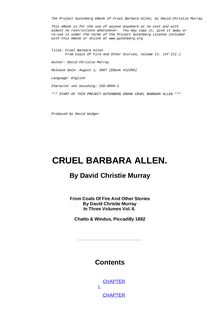 Cruel Barbara Allen - From Coals Of Fire And Other Stories, Volume II. (of III.)