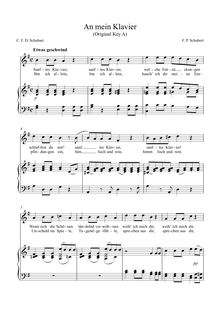 Partition complète (transposed pour medium voix), An mein Klavier, D.342