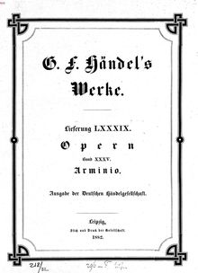 Partition complète, Arminio, HWV 36, Handel, George Frideric