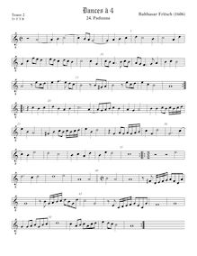 Partition ténor viole de gambe 2, octave aigu clef, pavanes et Galliards à 4