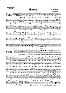 Partition ténor , partie (monochrome), Missa brevis quatuor vocum