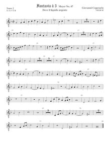 Partition ténor viole de gambe 2, octave aigu clef, Fantasia pour 5 violes de gambe, RC 68