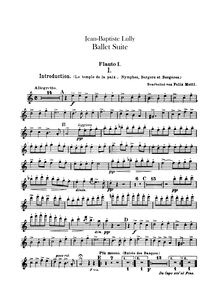 Partition flûte 1, 2, Lully Ballet , Mottl, Felix