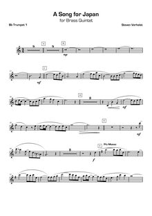 Partition trompette 1 (B♭), A Song pour Japan, Verhelst, Steven