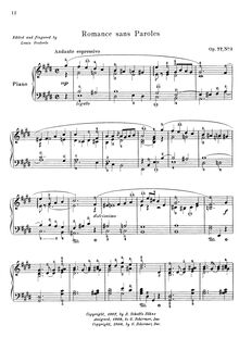 Partition No.3 - Romance sans Paroles, 10 Pièces mignonnes, Op.77