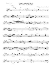 Partition clarinette solo (en B♭), clarinette Concerto, A major