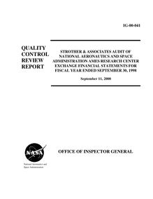 Strother & Associates Audit of NASA Ames Research Center Exchange Financial Statements for FY Ended September