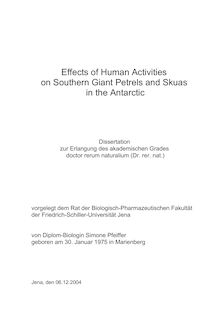 Effects of human activities on southern giant petrels and skuas in the Antarctic [Elektronische Ressource] / von Simone Pfeiffer