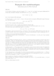 Travaux dirigés de français des mathématiques - FLE pour l entrée en CPGE scientifique, Indications pour les TD Equations différentielles (fin) et Coniques