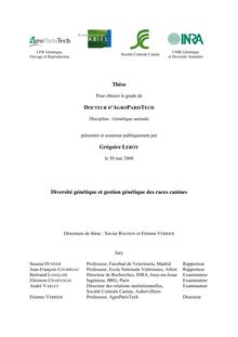 Thèse Grégoire LEROY Diversité génétique et gestion génétique des ...