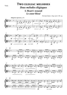 Partition de viole de gambe, 2 Elegiac Melodies Op.34