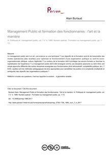 Management Public et formation des fonctionnaires : l art et la manière - article ; n°4 ; vol.7, pg 1-13