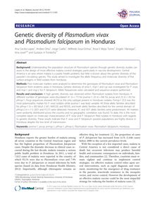Genetic diversity of Plasmodium vivax and Plasmodium falciparum in Honduras
