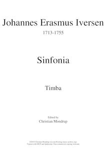 Partition timbales (D-A), Sinfonia, D major, Iversen, Johannes Erasmus