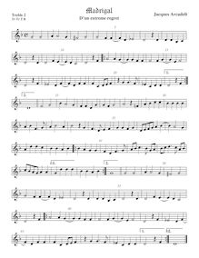 Partition viole de gambe aigue 2, aigu clef, 12 madrigaux, Arcadelt, Jacob