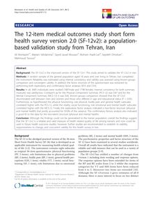 The 12-item medical outcomes study short form health survey version 2.0 (SF-12v2): a population-based validation study from Tehran, Iran