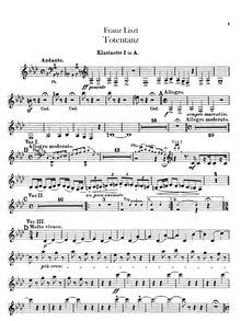 Partition clarinette 1, 2 (en A), Totentanz, Paraphrase über Dies Irae