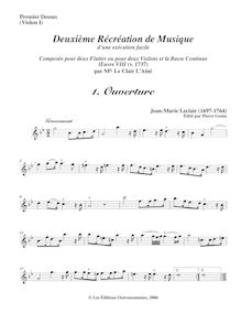 Partition violon 1, Deuxième récréation de musique, Suite for 2 flutes or violins and basso continuo