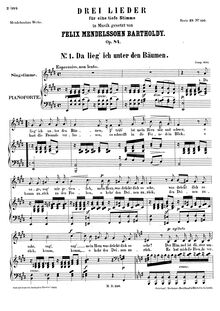 Partition complète, 3 chansons, Op.84, Mendelssohn, Felix par Felix Mendelssohn