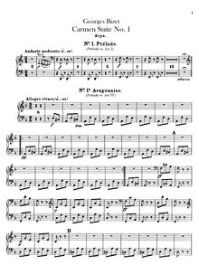 Partition harpe, Carmen  No.1, Bizet, Georges