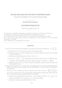 HEC 2003 concours Maths III ES