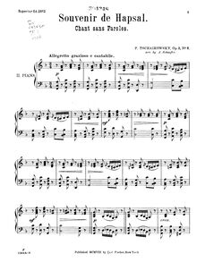 Partition Piano 2, Souvenir de Hapsal, Воспоминание о Гапсале, Tchaikovsky, Pyotr