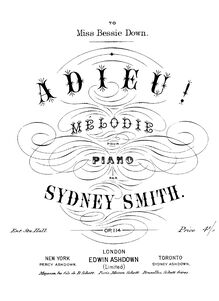 Partition complète, Adieu!, Op.114, Melodie, Smith, Sydney