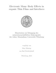Electronic many-body effects in organic thin-films and interfaces [Elektronische Ressource] / vorgelegt von Marc Häming
