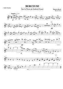 Partition Solo violon, Berceuse sur le nom de Gabriel Fauré, G major