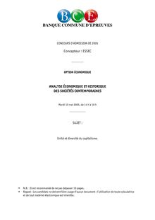 ESSEC 2005 analyse economique et historique des societes contemporaines classe prepa hec (ece)