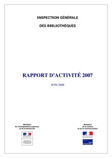 Rapport d'activité 2007 de l'Inspection générale des bibliothèques