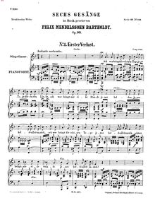 Partition complète, 6 chansons, Op.99, Mendelssohn, Felix par Felix Mendelssohn