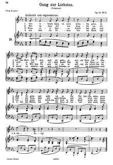Partition No. 6: Gang zur Liebsten, chansons et Romances, Lieder und Romanzen par Johannes Brahms