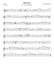 Partition ténor viole de gambe 1, octave aigu clef, madrigaux pour 5 voix