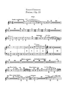Partition harpe, Poème, Op.25, Chausson, Ernest