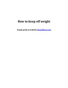 How to keep off weight