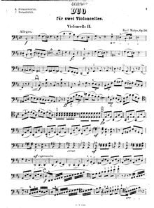 Partition violoncelle 2 , partie, Duos pour 2 Violoncellos, Op.52