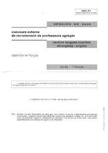 Dissertation en francais 2006 Agrégation d anglais Agrégation (Externe)